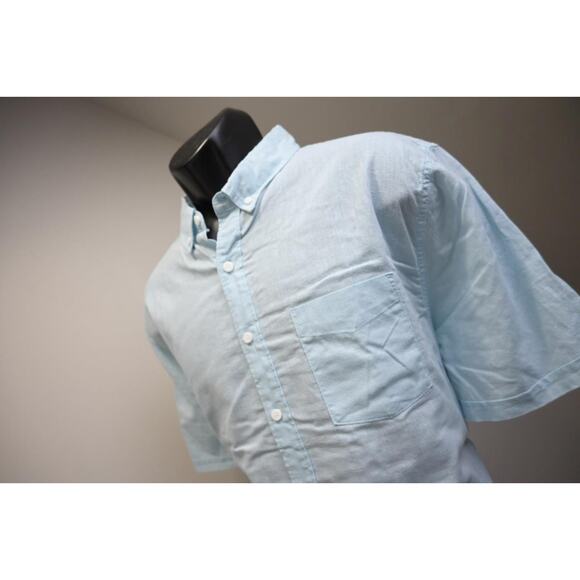 Onia Linen Cotton Blue Button Up Camp Shirt Short Sleeve Mens Size XL - Picture 1 of 9
